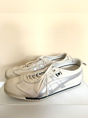 Onitsuka Tiger by Asics White & Silver Low-Profile Sneakers
